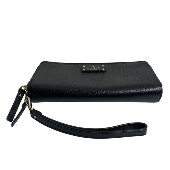 Kate Spade Grove St Anita Black Leather Double Zip Around Wallet Wristlet EUC - Picture 2 of 11